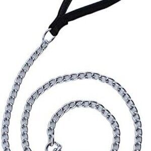 Pet Dog metal Chain Leash Training Leads with Padded Loop Handle / MEDIUM / NEW